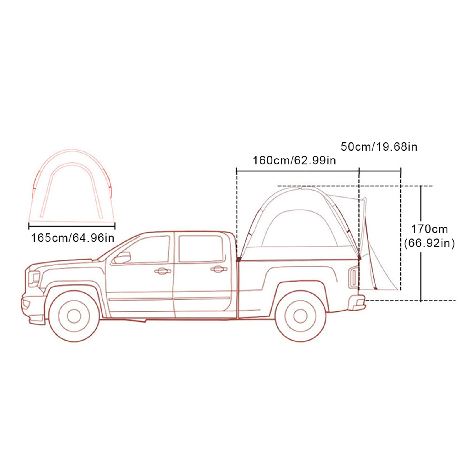Cheap Goat Tents 5.5ft Truck Bed Tent Pickup Tent For Truck Outdoor Camping Weatherproof 210D Oxford Cloth  Glass Fiber For Outdoor Camping   